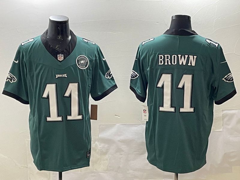 Men Philadelphia Eagles #11 Brown Green Three generations 2025 Nike Vapor Limited NFL Jersey style 3->philadelphia eagles->NFL Jersey